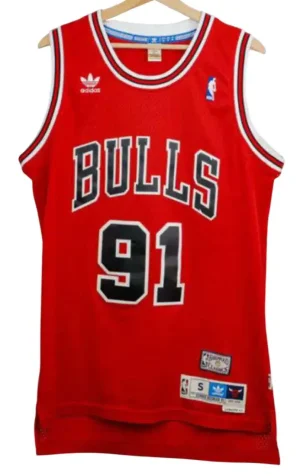Chicago Bulls Canotta Rossa 91 RODMAN